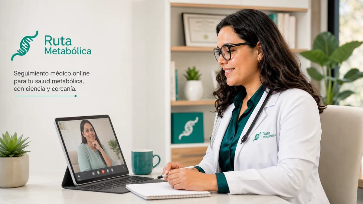 Doctora mexicana realizando una consulta médica online de Ruta Metabólica